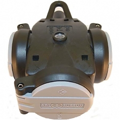 Тройник из натуральной резины с самозакрывающейся крышкой и лампочкой-индикатором напряжения, IP54, 16A, 2P+E, 250V, (серый/черный), SCHUKO Ultra