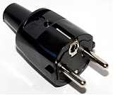 Вилка ПВХ с мультизаземлением 16A, 2P+E, 250V, (черный), ABL