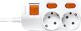 E-Fren 2 удлинитель с выключателем+ индивидуальным выкл.,шнур 1.5м, 16A, 250V