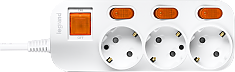 E-Fren 3 удлинитель с выключателем+ индивидуальным выкл.,шнур 1.5м, 16A, 250V