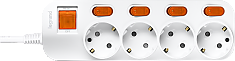 E-Fren 4 удлинитель с выключателем+ индивидуальным выкл.,шнур 4.5м, 16A, 250V